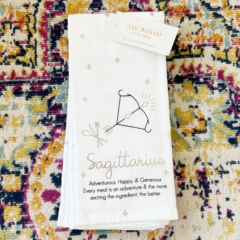 Isaac Mizrahi Sagittarius Zodiac Sign Hand Towels Set of 2